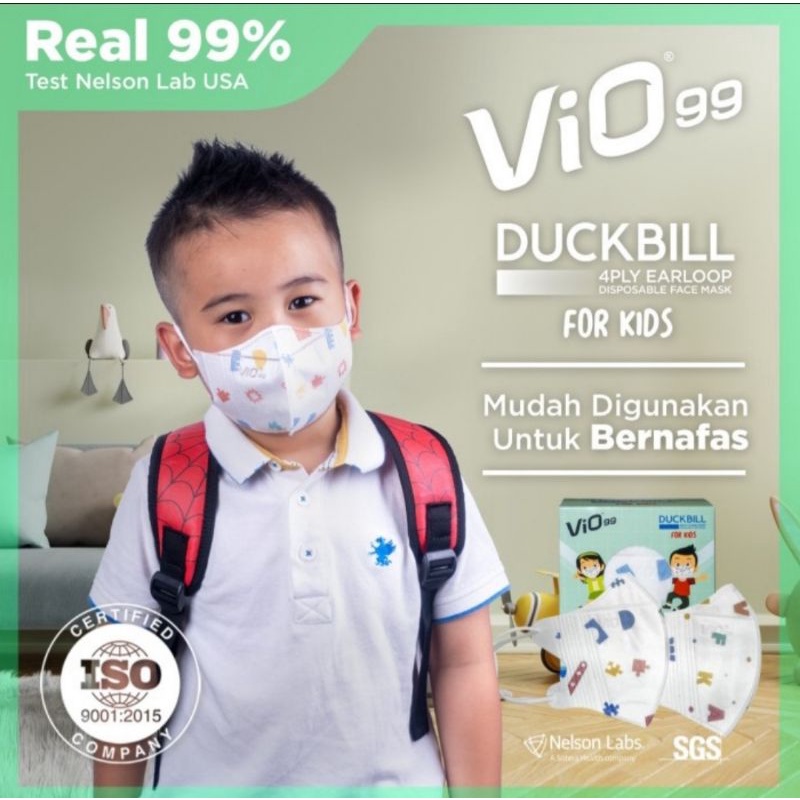 Masker vio duckbill kids 4ply isi 30pcs