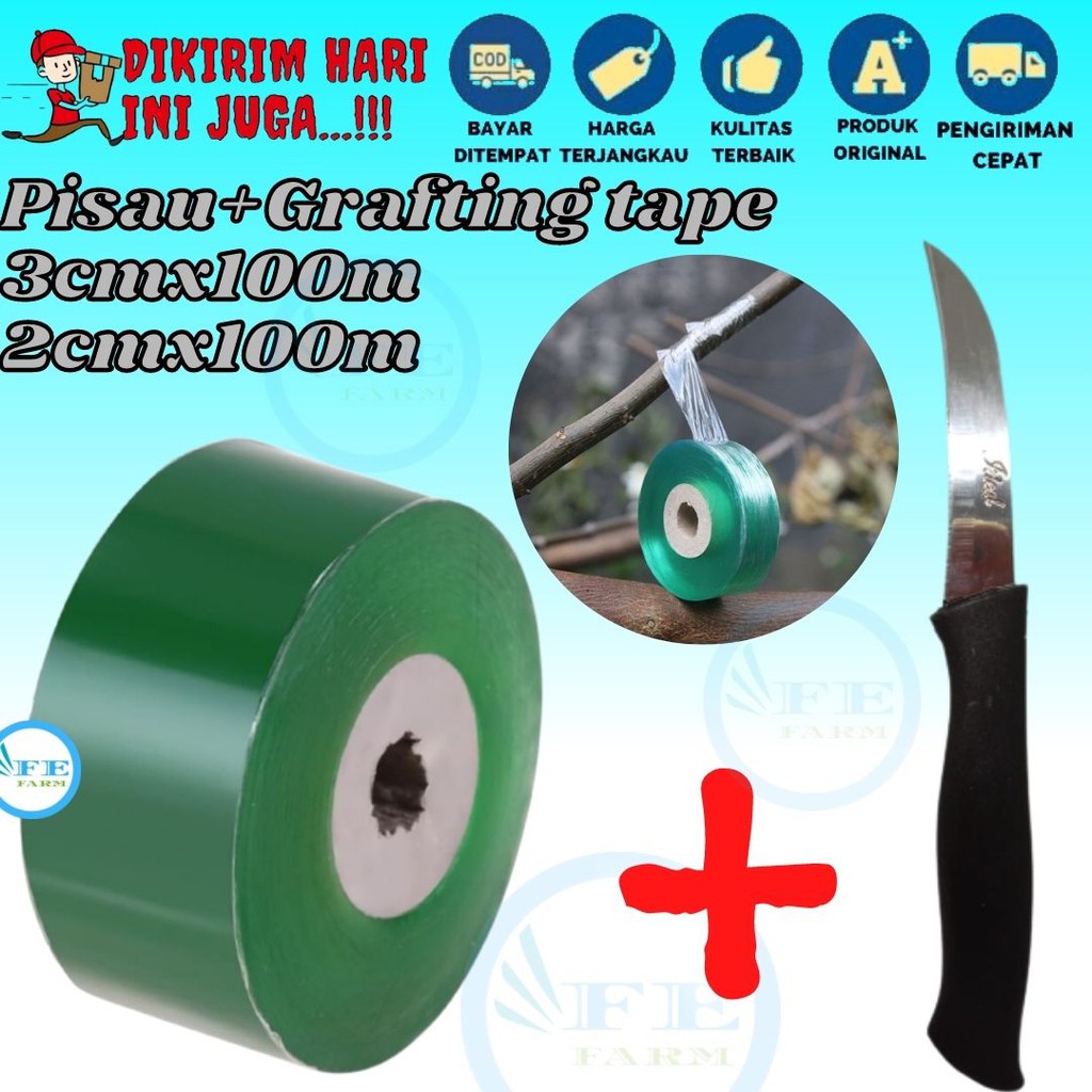 Pisau Okulasi Cangkok Sambung Pucuk + Grafting Tape 2CM 3CM FEFARM