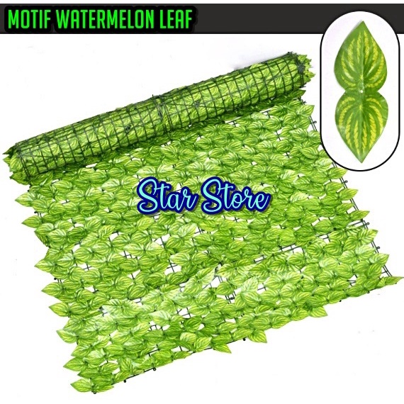 Pagar Daun Gulung Artificial / Green Leaf Privacy Screen Roll 3 Meter - Daun Watermelon