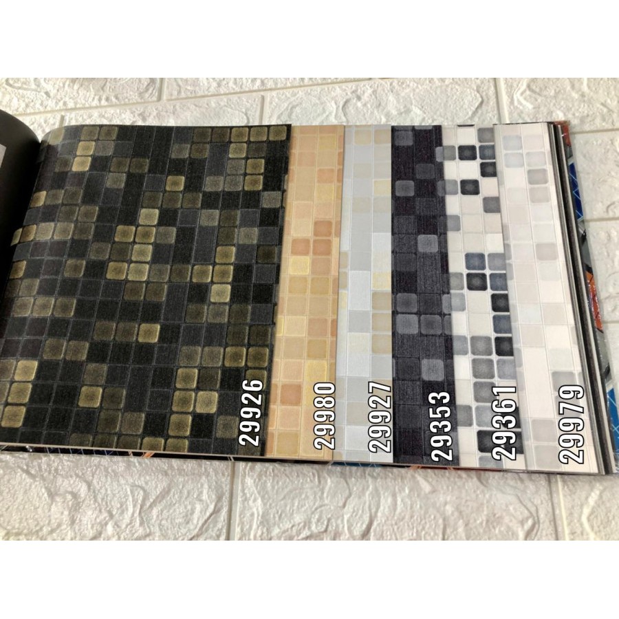 Wallpaper Dinding Motif Kotak Keramik 3D Modern CYBER