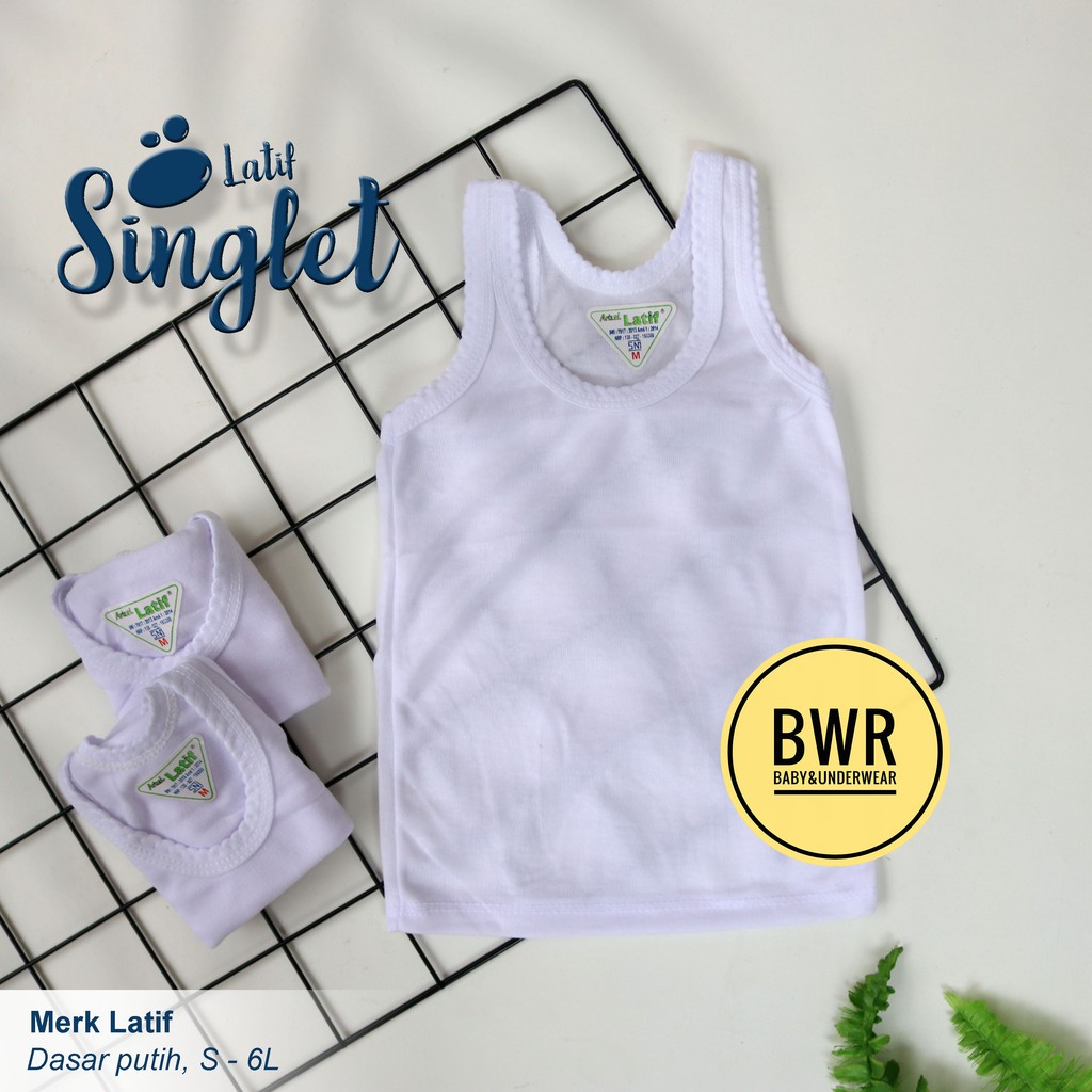 [ 3pc ] Singlet LATIF PUTIH | Kaos Dalam Singlet Anak LATIF | Kaos Kutang Latif - Bwr