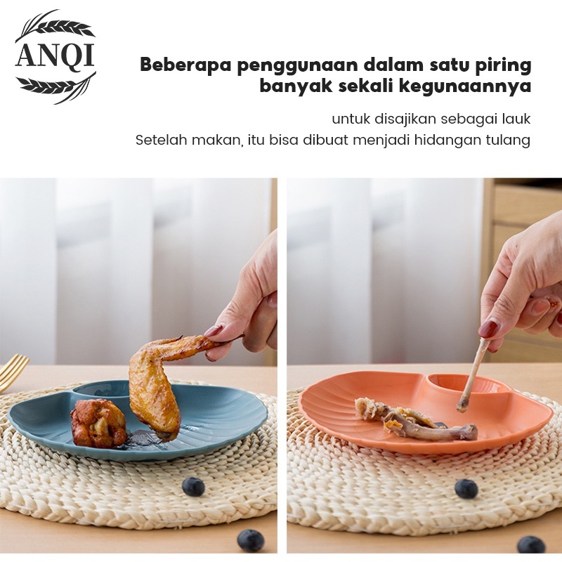 ANQI 1888 Piring Kerang Shell Plate Kue Roti 2in1 Tempat Saos Kecap VS-90