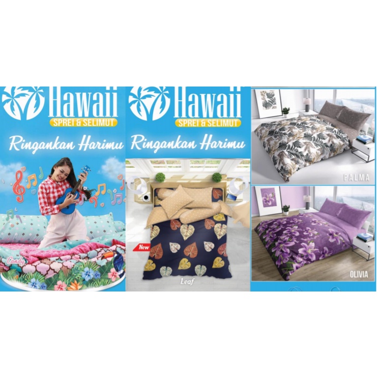 ❤ IJN ❤ SPREI HAWAI KING 180X200 BREEZE VANIA PEACOCK BLUE COCHO CANDY Sprei 4 Bantal B4