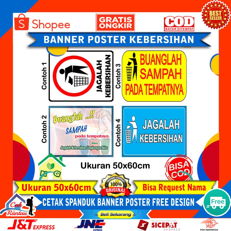 Banner Poster Dekorasi Hiasan Dinding Jagalah Kebersihan ...