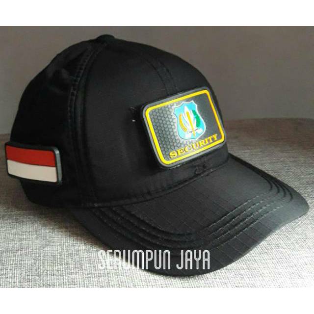 TOPI SECURITY LOGO BIRU - TOPI SECURITY LOGO BIRU 3PATCH VELCRO HITAM