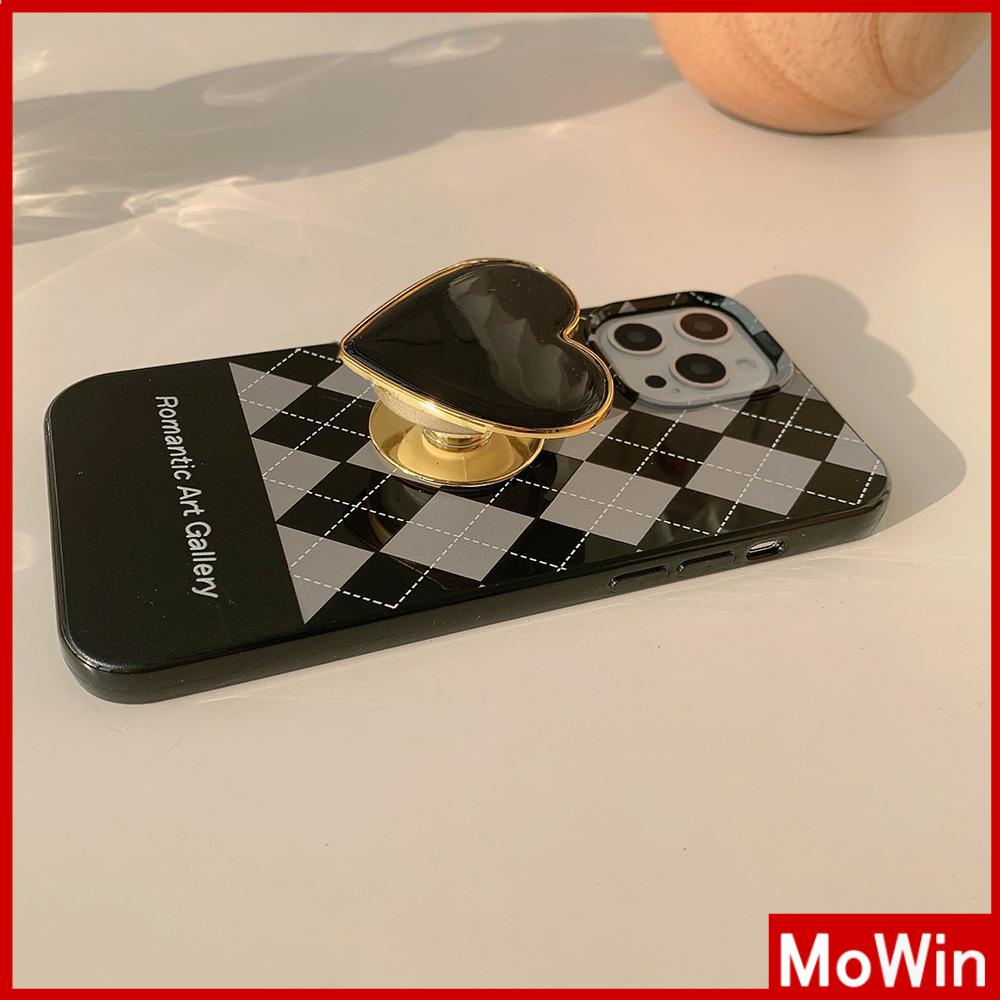 iPhone Case Silicone Soft Case Candy Case Black Heart Phone Stand with Folding Stand Grips Camera Bump Protection For iPhone 13 Pro Max iPhone 12 Pro Max iPhone 11 iPhone7 Plus