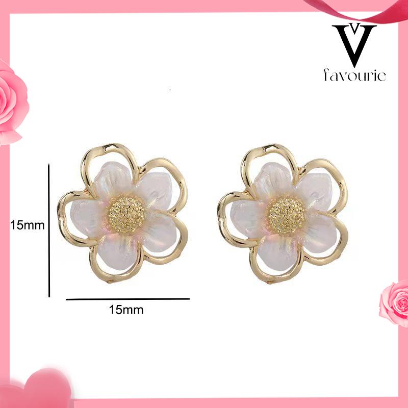 [COD]Simple Retro Super Fairy Double Layer Flower Earrings Wanita Anting Fashion Pribadi-FA