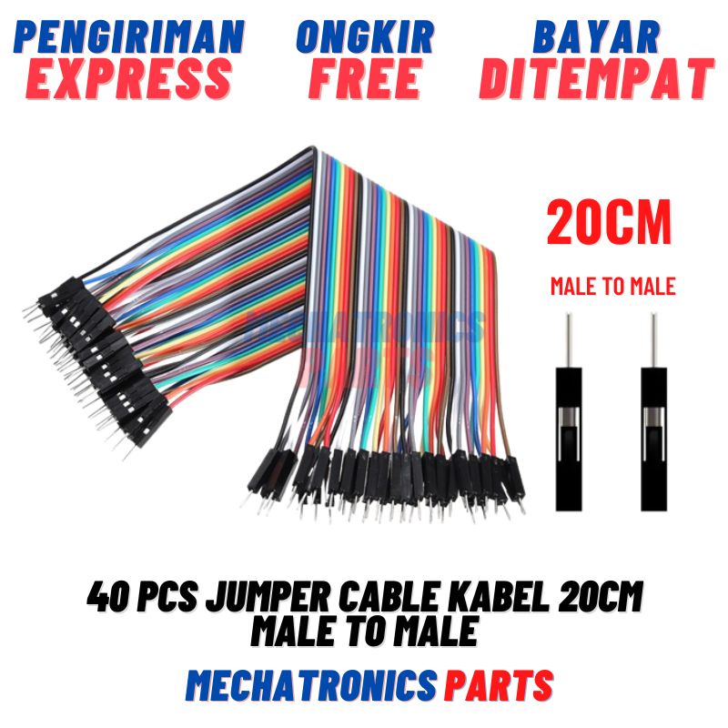 40PCS JUMPER CABLE KABEL 20CM MALE TO MALE DUPONT