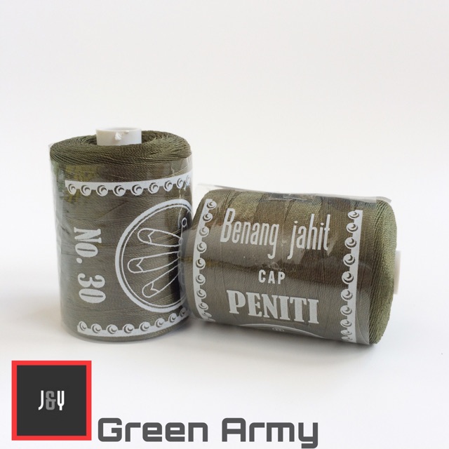 Benang nylon no.30 cap peniti green army