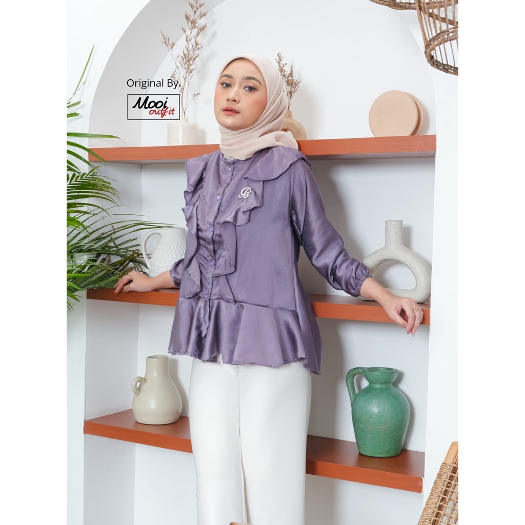 Blouse Wanita Jumbo Ld 100 105 120 - Atasan Wanita Kekinian Lengan Panjang