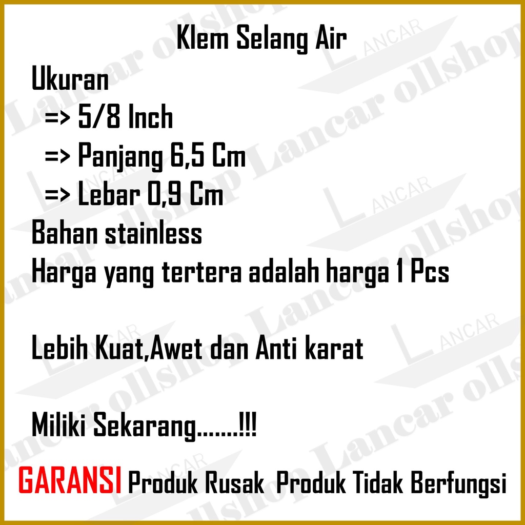 Klem Selang Air Hose Ring Konektor Penjepit Kran Clamp Stainless Murah