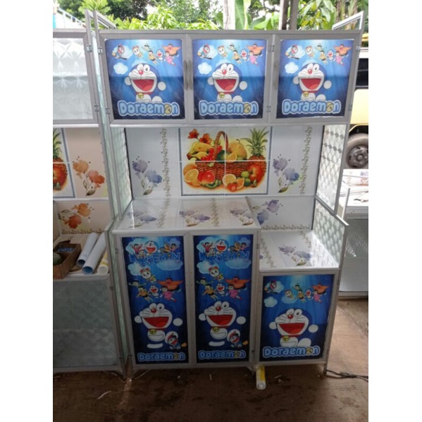 RAK PIRING 3 PINTU KARAKTER HELLO KITTY DORAEMON KEROPY SAPING KACA BAWAH KERAMIK