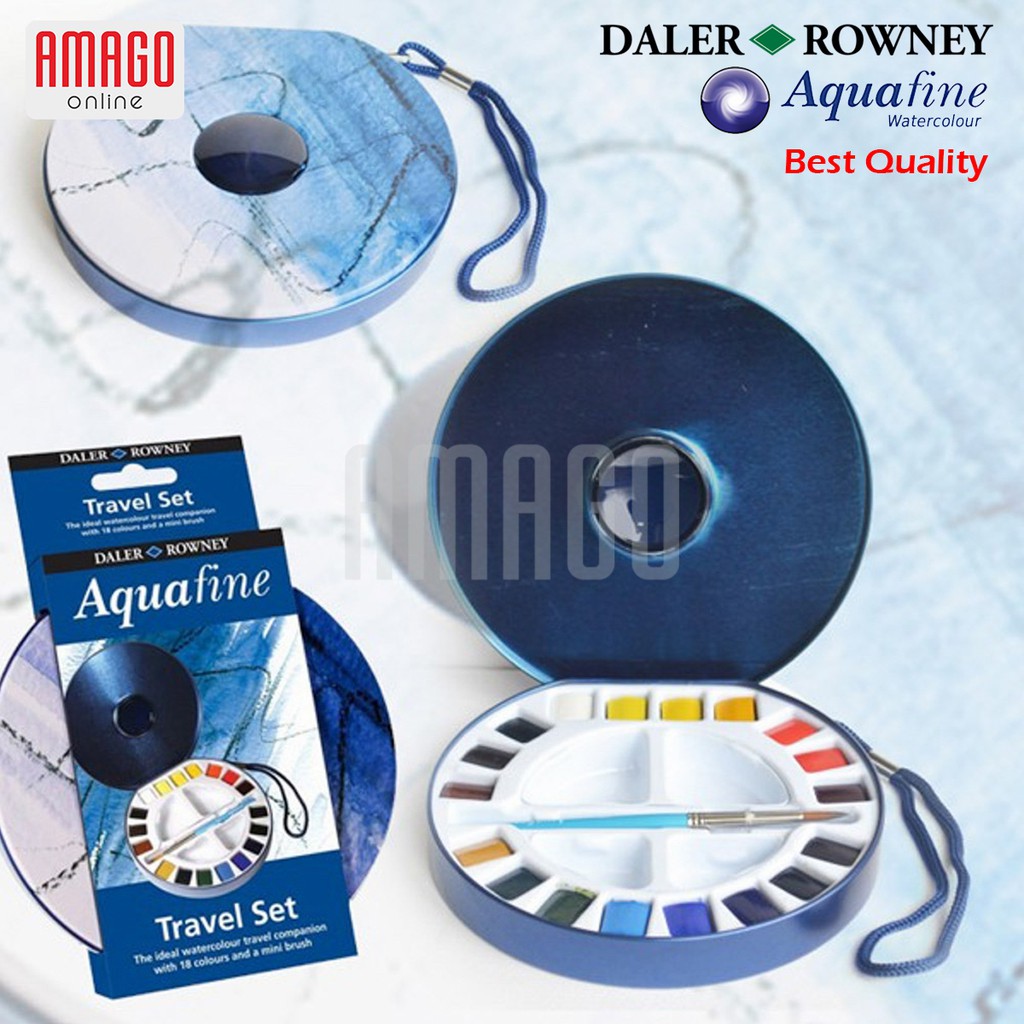 DALER-ROWNEY - AQUAFINE TRAVEL SET 18 HALF PAN WATERCOLOUR - 131900030