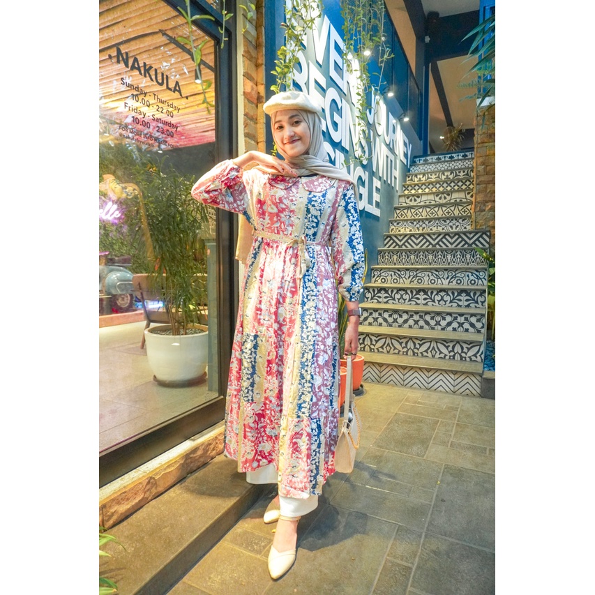 Dress Gamis Midi Rayon Viscose Premium Bestseller, Midi Flower Nhm