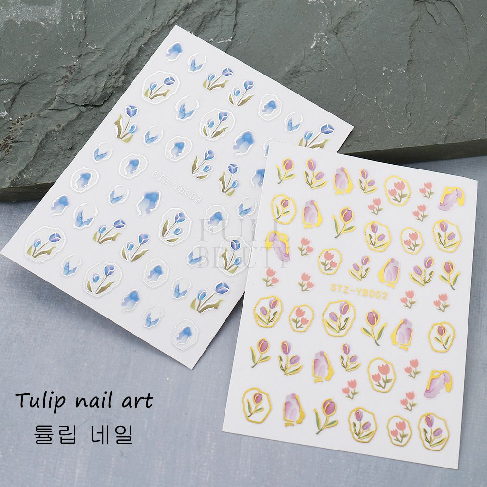 STIKER KUKU BUNGA TULIP FLOWER NAIL ART STICKER INSTAN GAYA JEPANG / NAILART STICKER