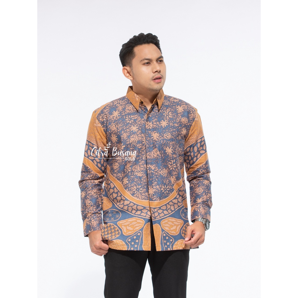 PAMUNGKAS KUNING Kemeja Batik Pria Full Furing Bahan Katun Primisima