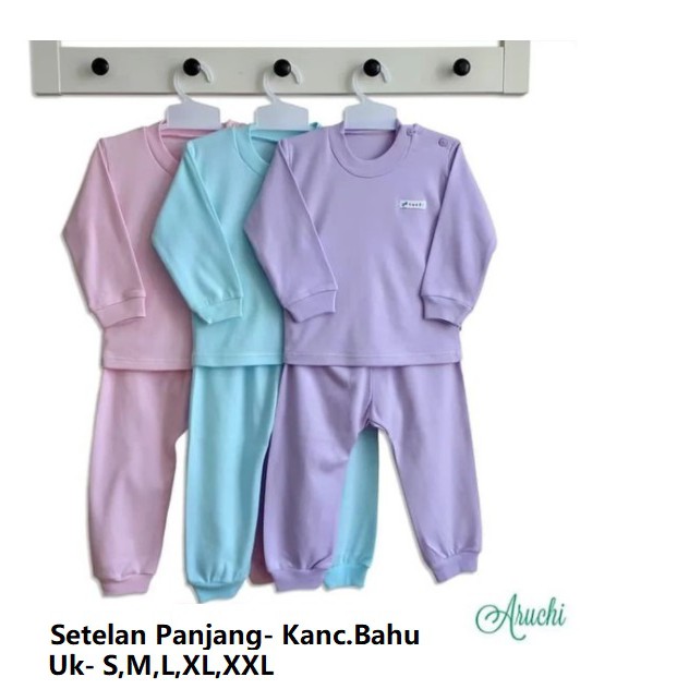 1 SETEL ARUCHI SETELAN BAJU PANJANG ANAK POLOS WARNA