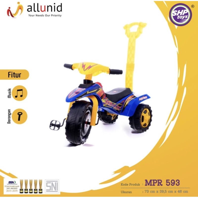 Tricycle SHP MPR 593 musik dorongan anak sepeda anak roda tiga 3 baby stroller MPR593