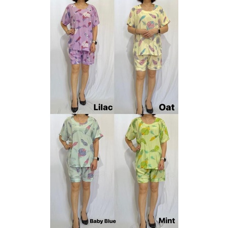 Baju tidur bahan katun rayon motif zara celana pas lutut