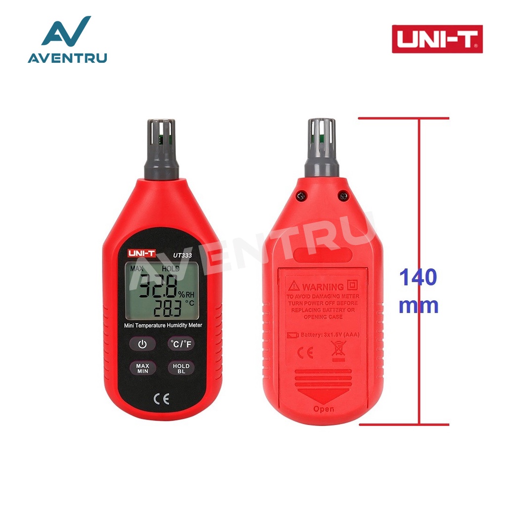 UNI-T UT333 Termometer Hygrometer Humidity Meter Pengukur Suhu Kelembaban Ruangan