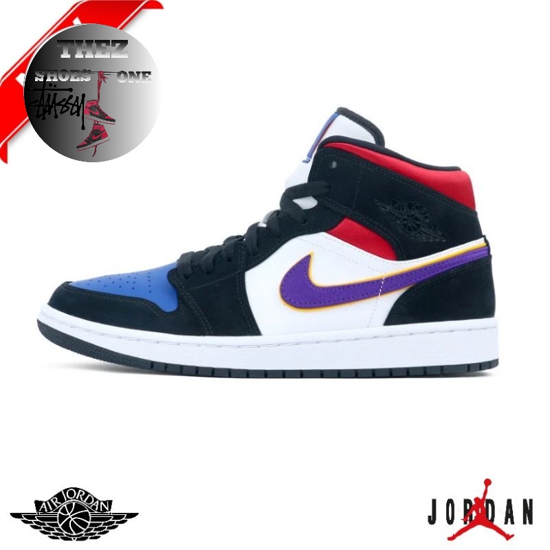 Nike Air Jordan 1 Mid Lakers Top 3 Purple White Red - BNIB ORIGINAL MATERIAL GUARANTEE 100%