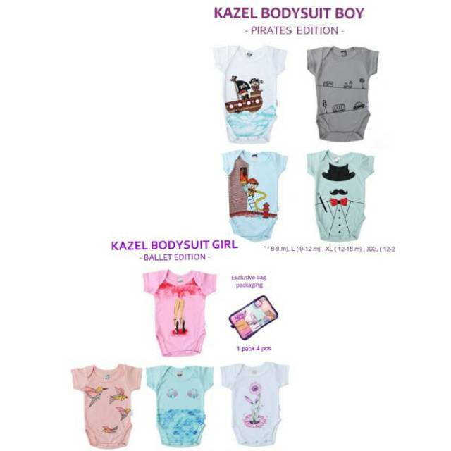 (1Pcs) KAZEL BODYSUIT MOTIF BALLET &amp; PIRATES
