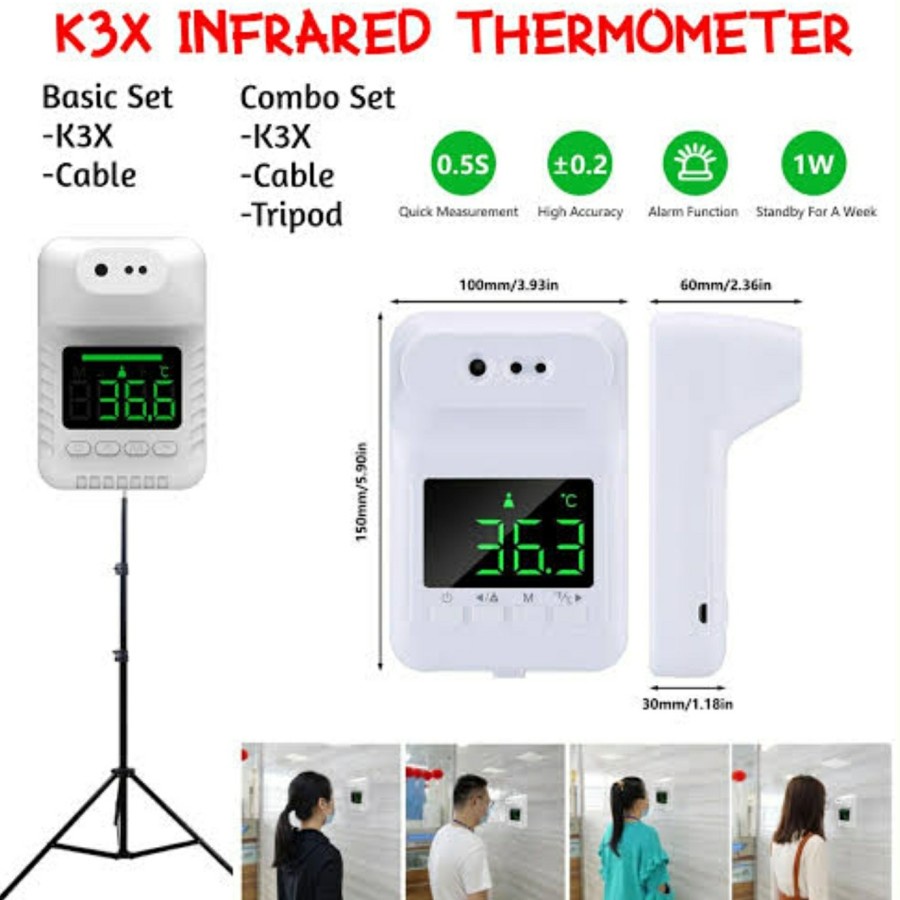 Thermometer Wall / Dinding Infrared K3X + tripod