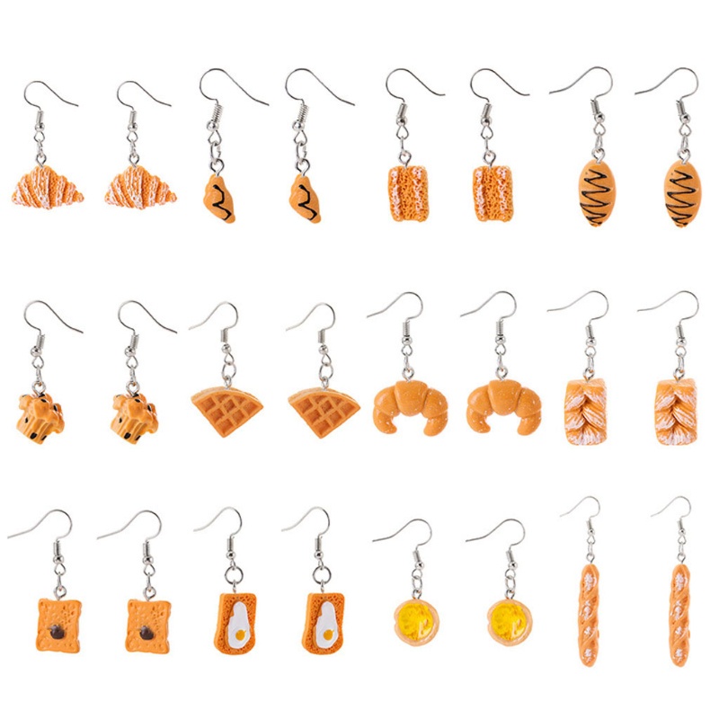 SIY  12Pair Simulation Food Croissant French Bread Toast Dangle Drop Earrings Kit  Cute Unique Baguettes Earrings Set Jewelry