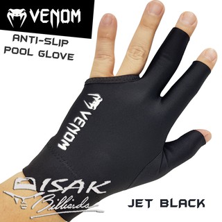 Venom Pool Glove - Anti Slip Black - Sarung Tangan Biliar Billiard Open Finger Gloves