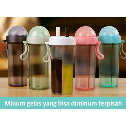 Duet Couple bottle Travel 600ml Botol Minum Dual Use Dua Sisi Sedotan BOTOL VIRAL