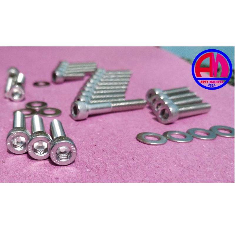 Baut Blok Mesin Satria 120 RU/Hiu LSCM Tanpa Crankcase Stainless steel 304