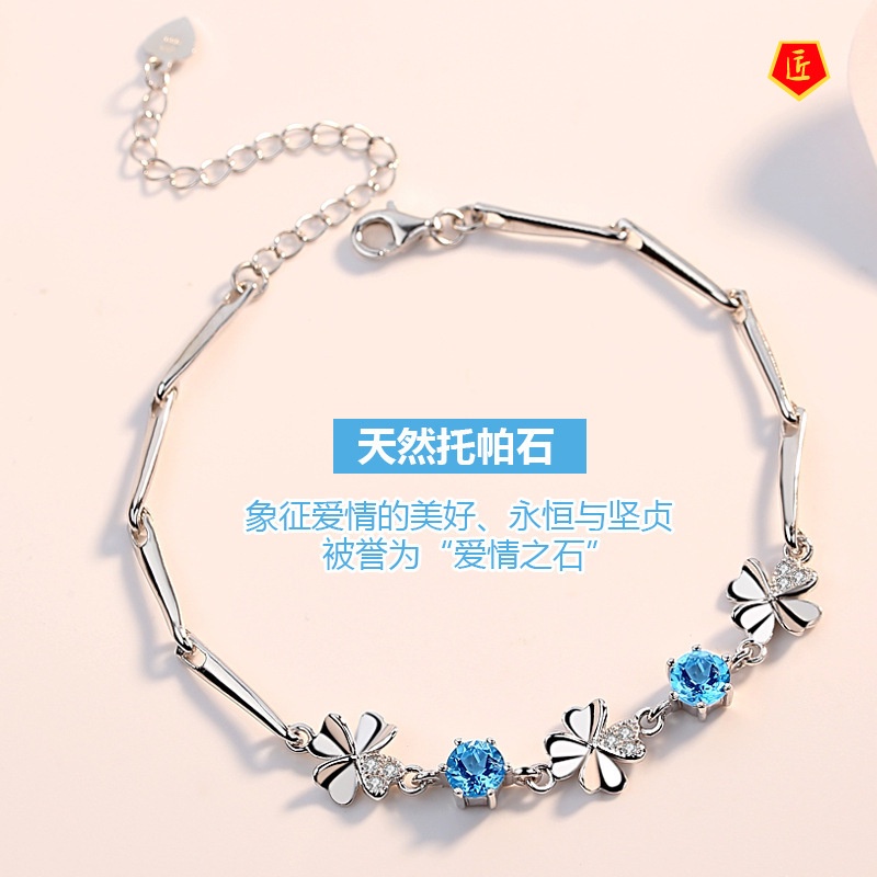 [Ready Stock]925 Silver Sweet Temperament Four-Leaf Clover Bracelet