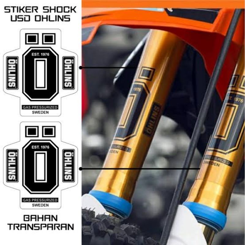 Sticker Set Shock OHLINS Transparan Uv + Antigores Sticker Shockbreaker OHLINS O Set Fork Upside Tra