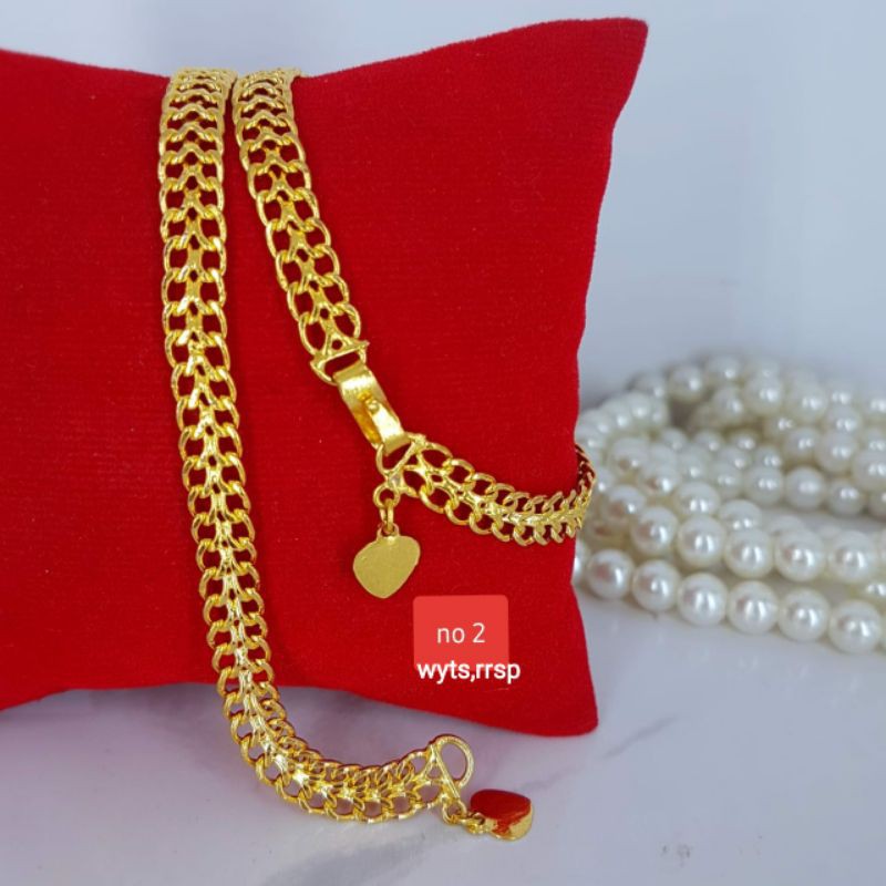 gelang model lipan gelang papan rantai replika emas lapis emas 24k
