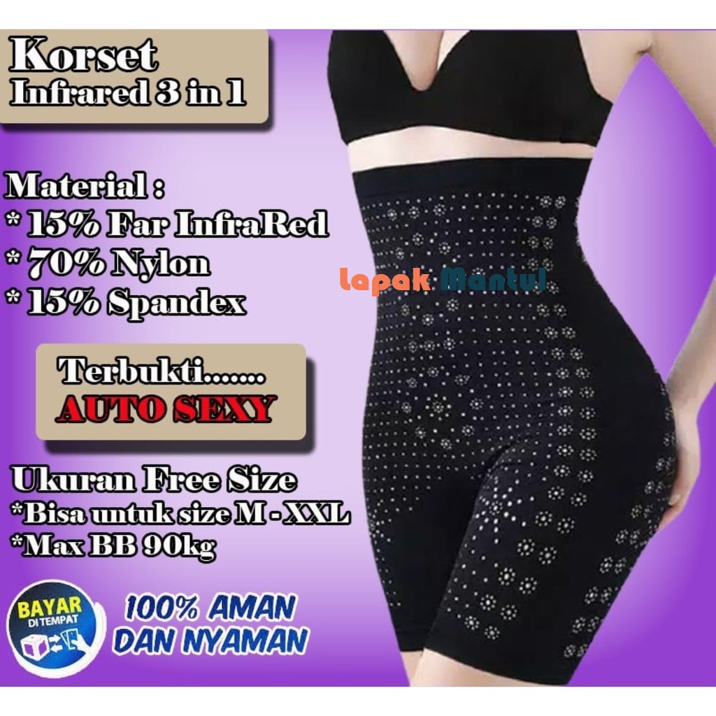 LM-0040 Celana Korset Wanita Slimming Pant Korset Pelangsing Korset Infrared dan Kawat Penyangga NS