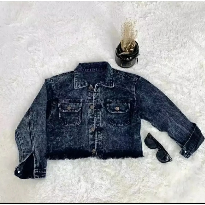 JAKET CROP DENIM JEANS WANITA RAWIS JAKET JINS LEPIS CEWE CEWEK