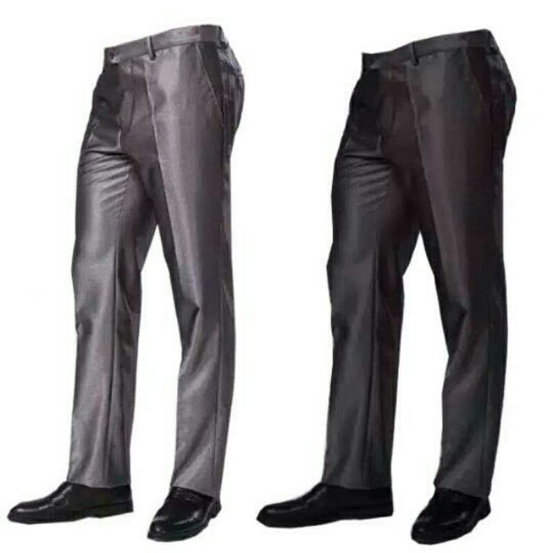 Celana Bahan Dasar Mengkilap Metalik Slimfit Kerja Kantor Formal (original vedoz)