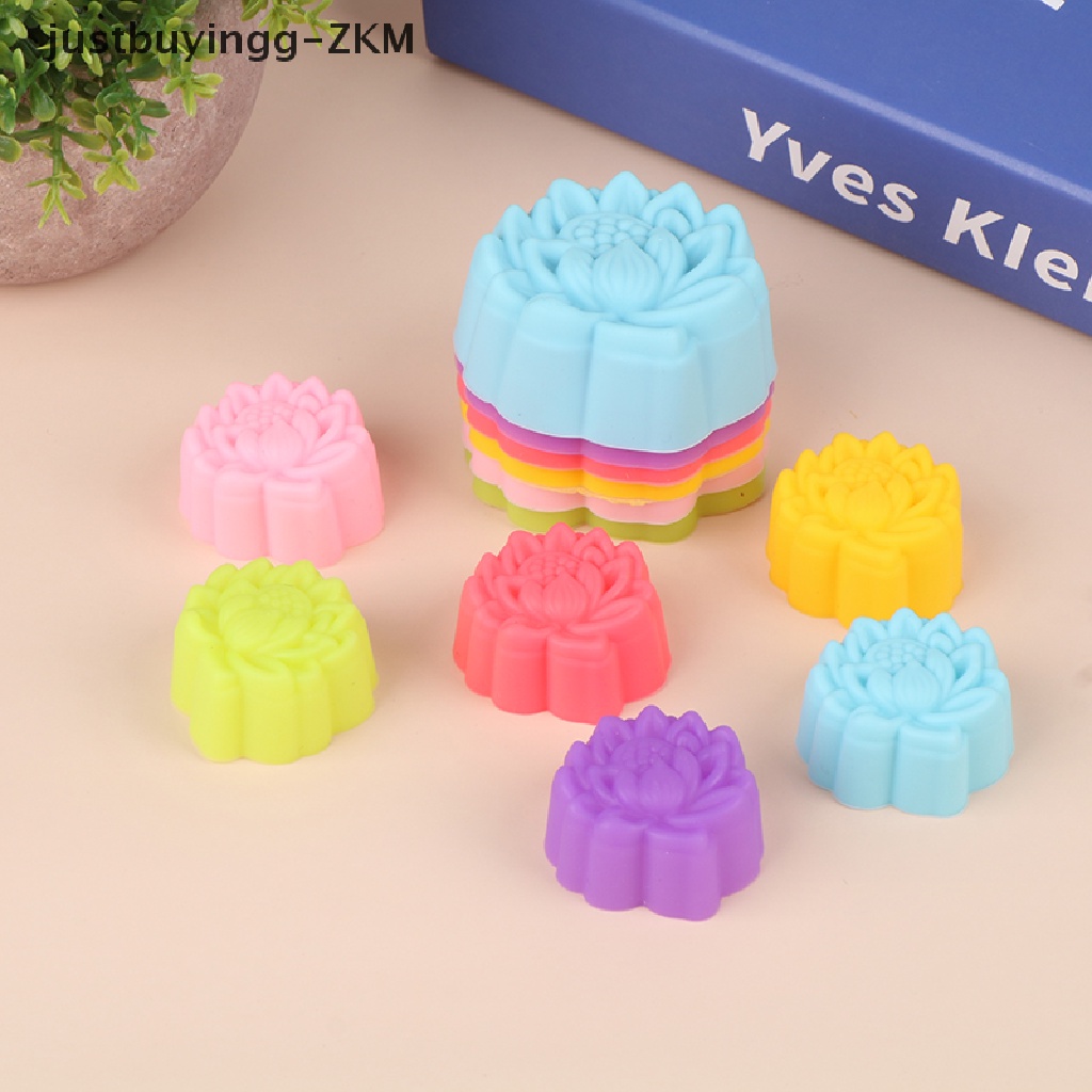 5 Pcs Cetakan Kue Muffin Bentuk Lotus Bahan Silikon Ukuran 3 / 5cm Non Reusable