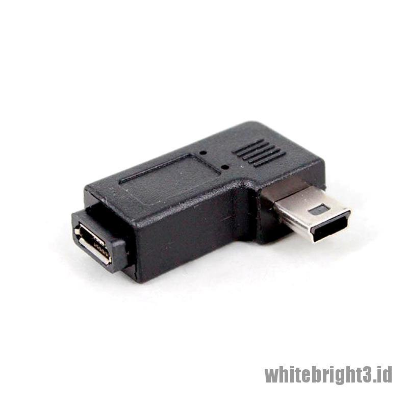 &lt; White3 &gt; Adaptor Converter USB Type A Male Ke Micro USB Female Siku Kanan 90 Derajat