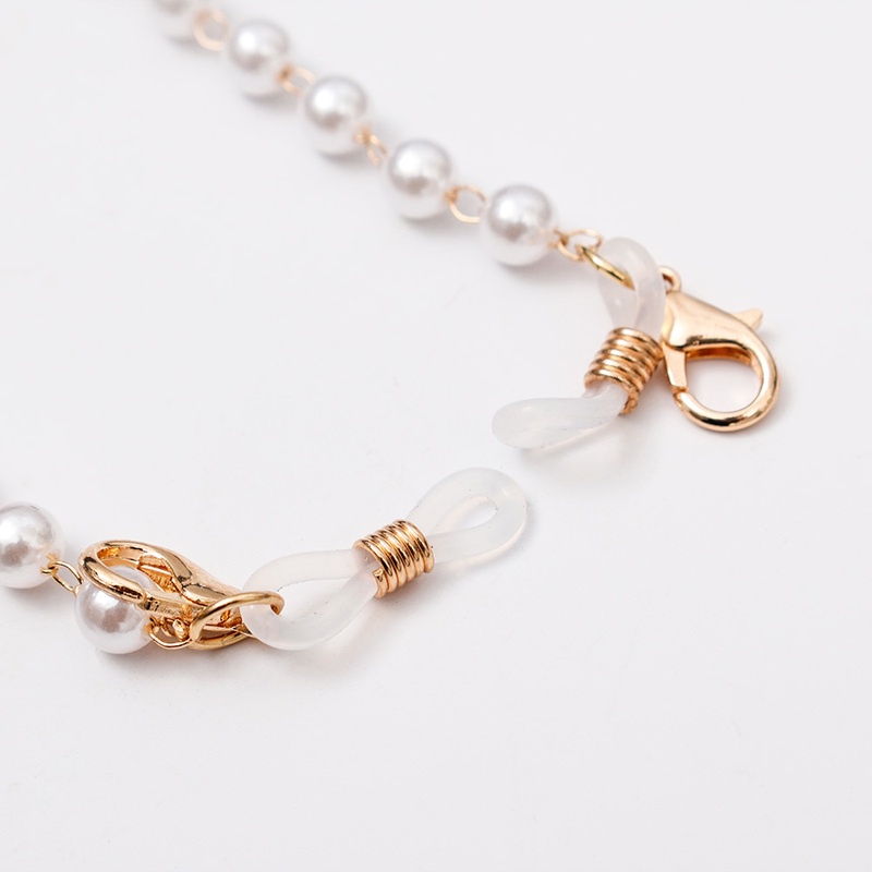 Tali Rantai Kacamata Bahan Logam Hias Manik-Manik Mutiara Gaya Vintage Untuk Wanita