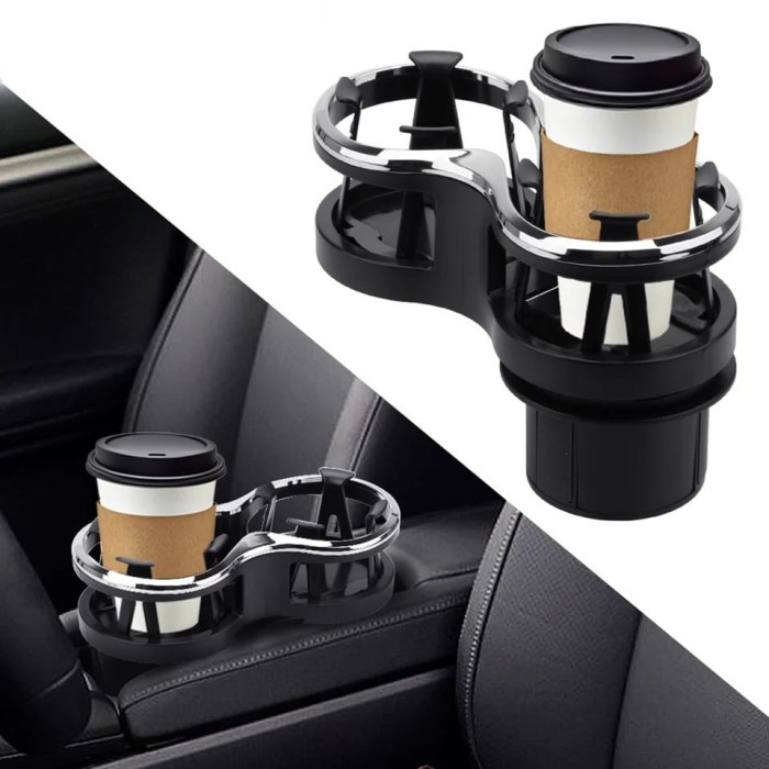 Double Cup Holder Car Drink Organizer Tempat Kaleng Botol Minum Dashboard Mobil