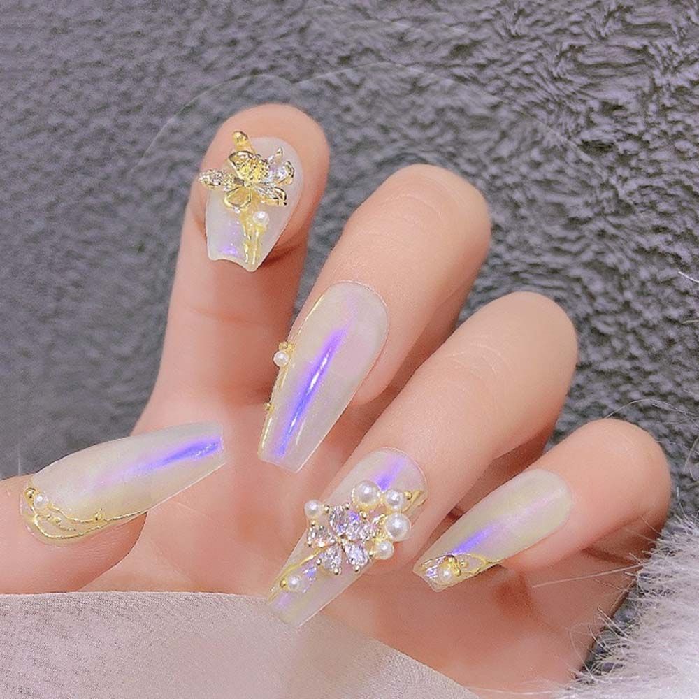 Mxbeauty Ornamen Mutiara Zircon Berlian Imitasi Bahan Metal Gaya Jepang Untuk Dekorasi Nail Art