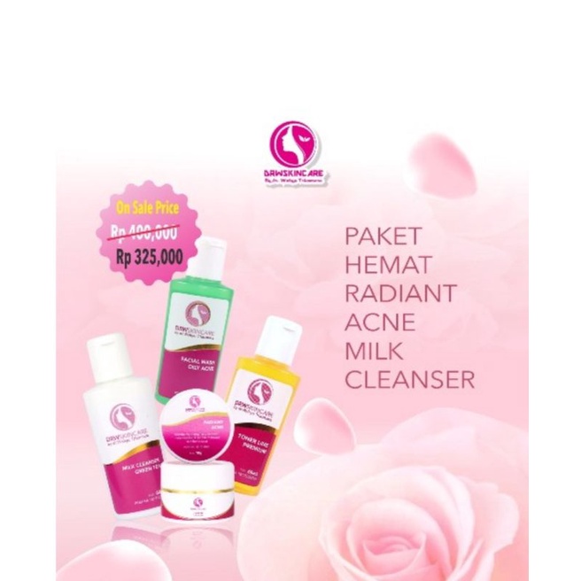 PAKET HEMAT RADIAN+MILKCLEANSER KRIM JERAWAT KRIM FLEK KRIM GLOWING PAKET HEMAT PAKET SKINCARE PERAW