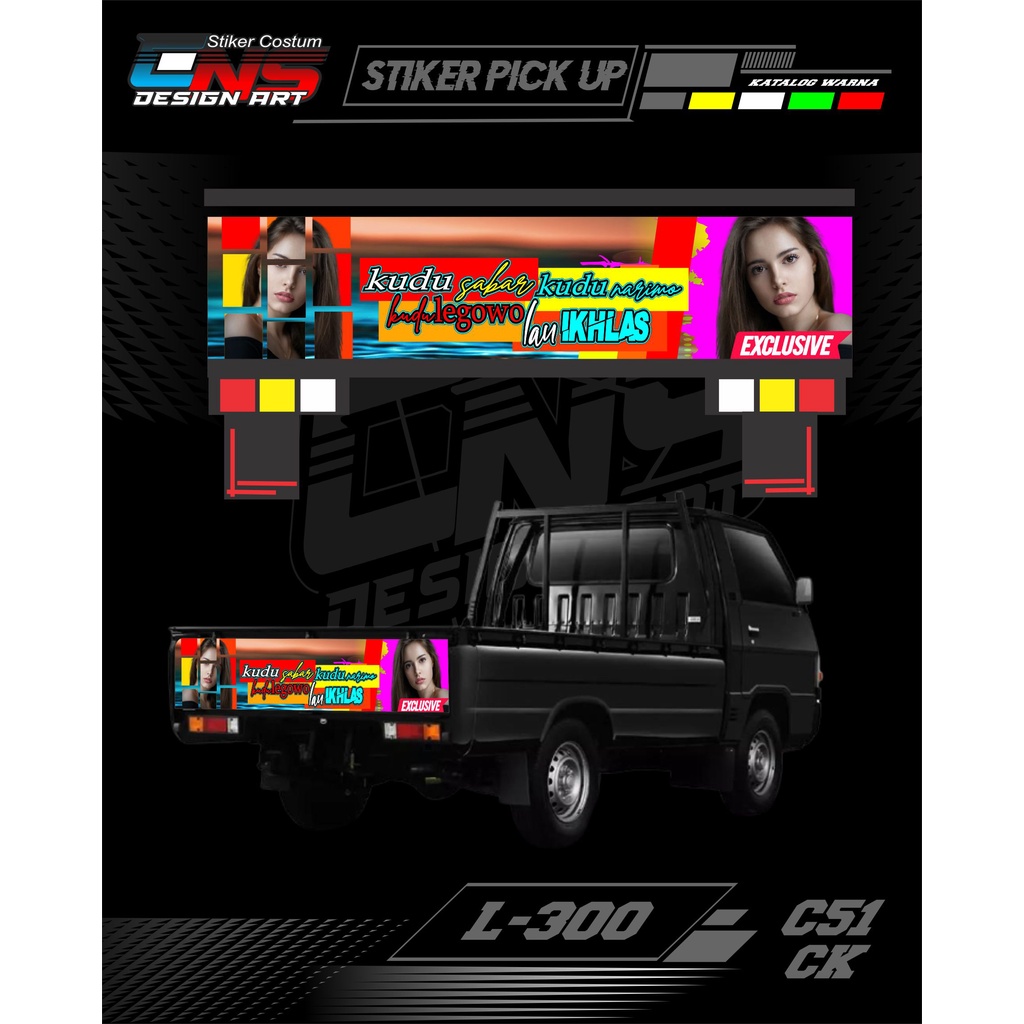 Stiker pintu belakang L-300/carry new/carry ts 120cc/grandmax Bahan nyala Stiker decal Pintu belakan