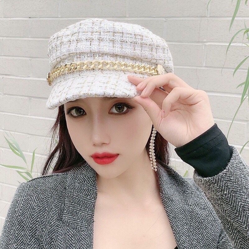 Topi Baret Wanita Bahan Wol Warna Hitam Gaya Perancis Korea