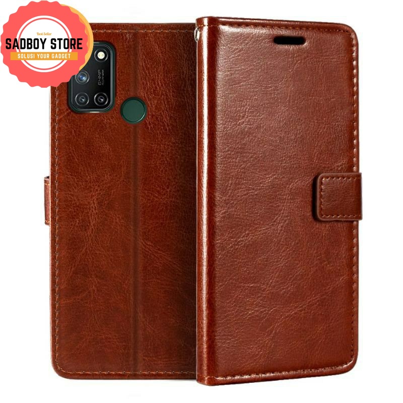 Realmi C17  7i LEATHER CASE SARUNG HP DOMPET KULIT FLIP COVER CASE Sadboy Store