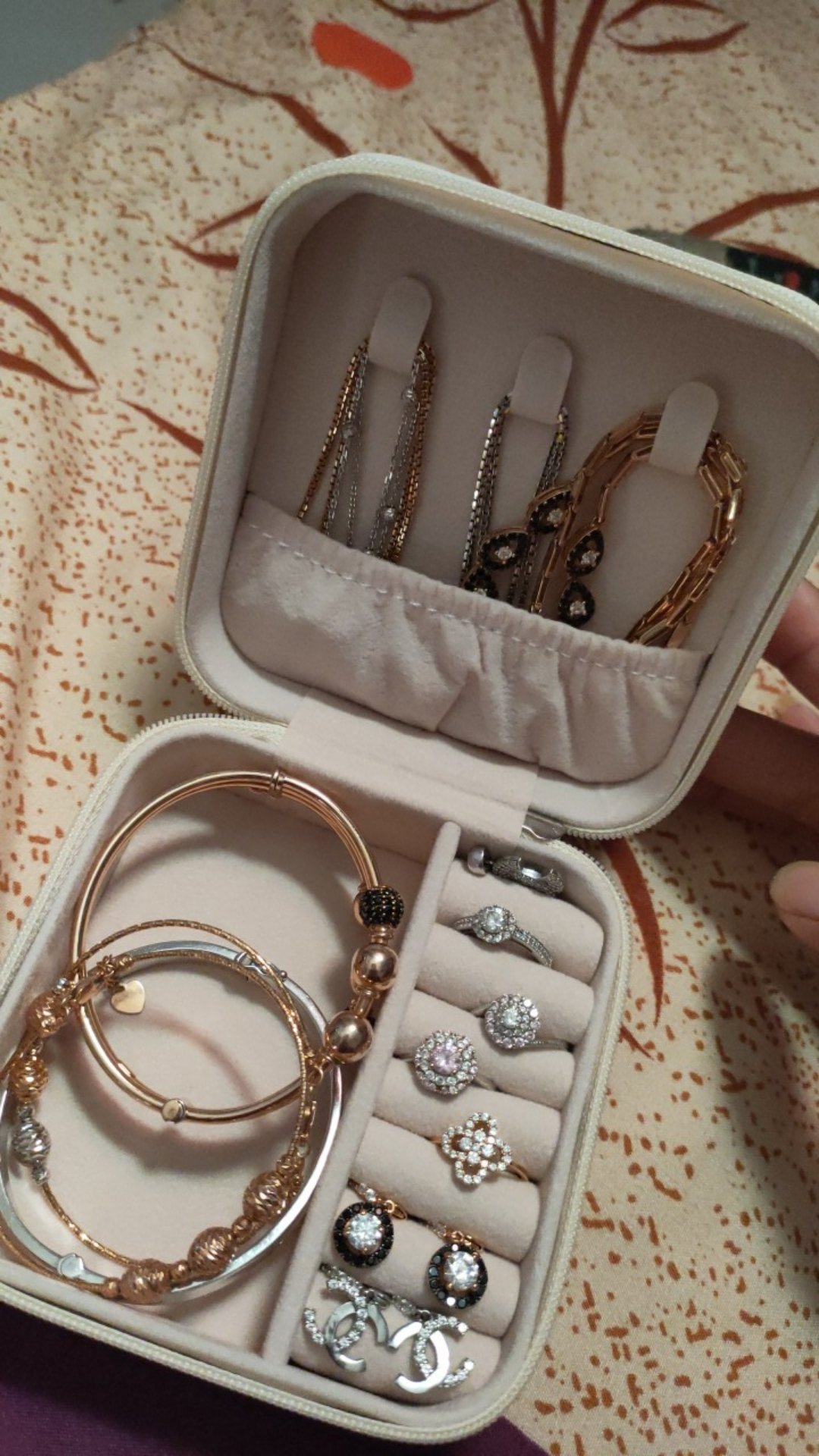 Casegrace Kotak Perhiasan Perjalanan Pu Kotak Perhiasan Kulit Organizer Kotak Perhiasan Perjalanan Kecil Cincin Perhiasan Kalung Kasus Dengan Cermin