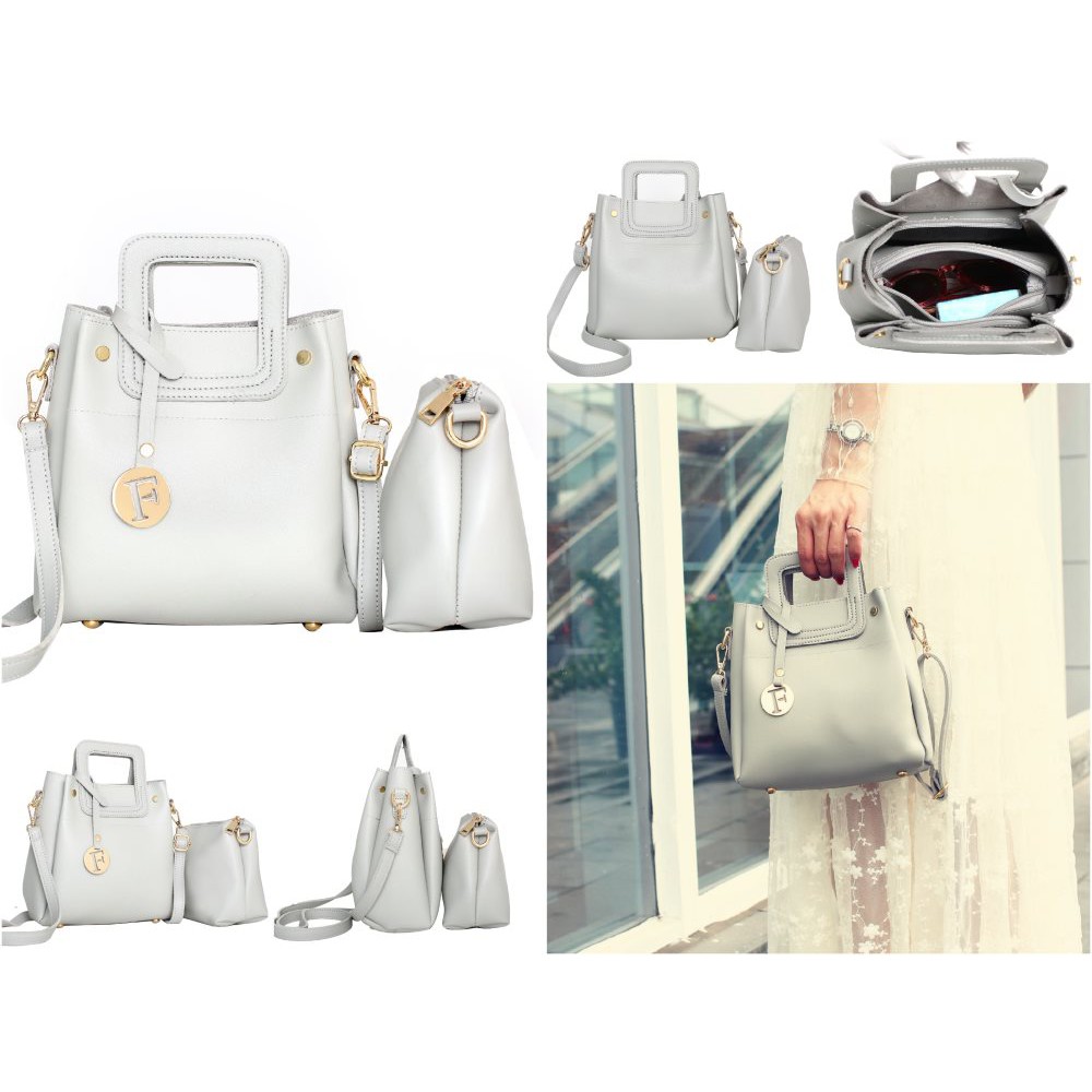 tas pundak abu muda best seller ukuran besar kerja formal santai wanita