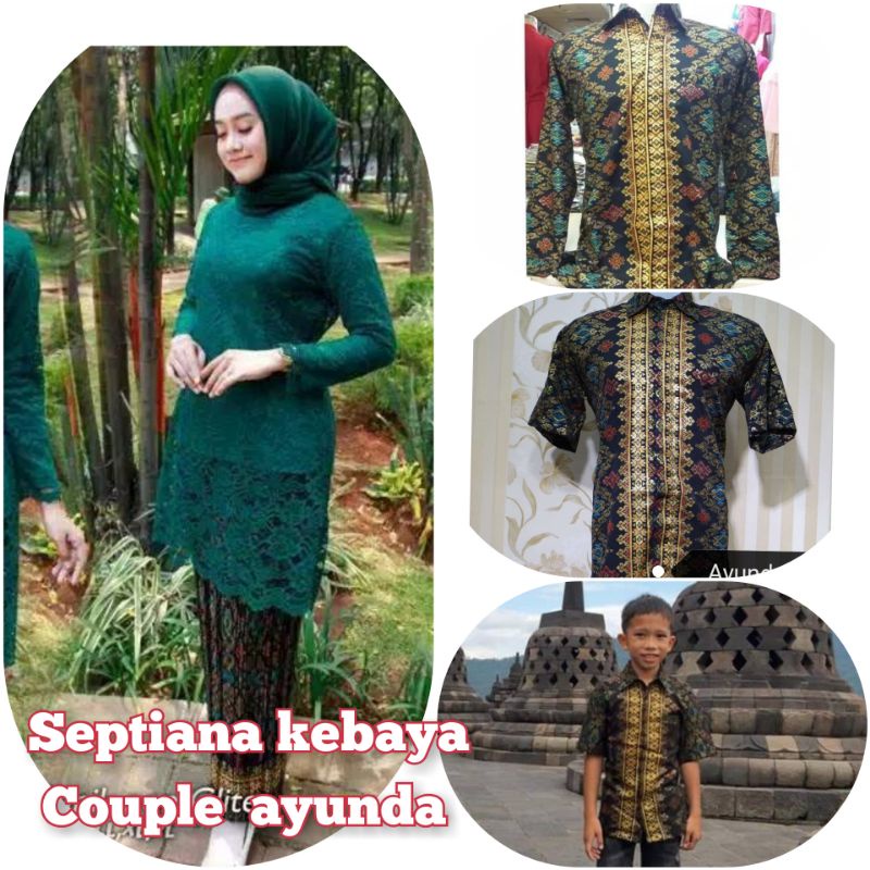 couple kebaya tunik dan kemeja /kemeja couple kebaya /kemeja batik ayunda