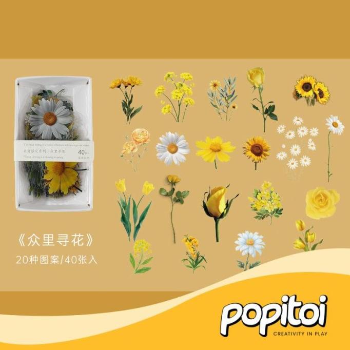 

Ready stock] Plant Flower Series Decorative Sticker (40 pcs/box) Stiker PET